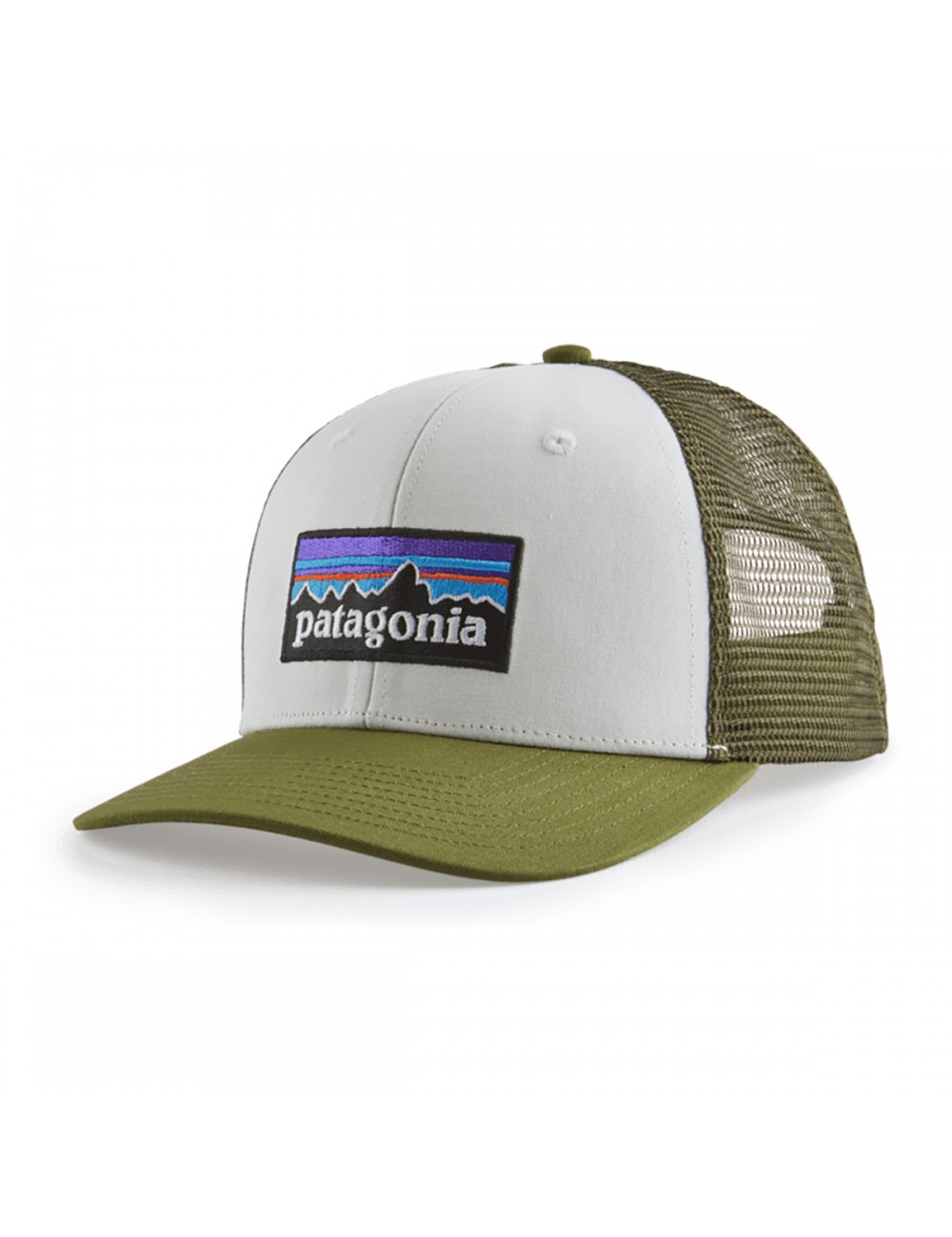 Patagonia P-6 Logo Trucker Hat - White/Green_13906
