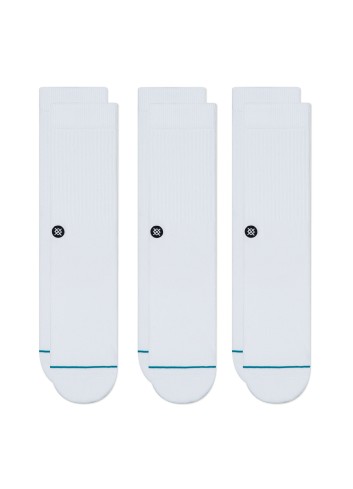 Stance Icon Quarter  3 Pack Socks - White