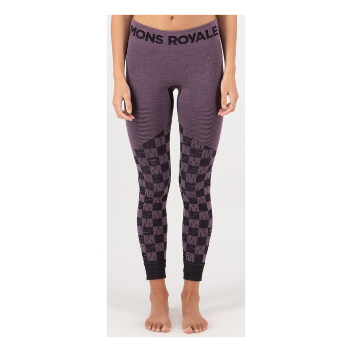 Mons Royale Wms Ascender Legging - Mauve/Black L