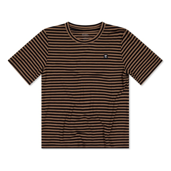 Mons Royale Wms Icon T-Shirt - Stripe Toffee S