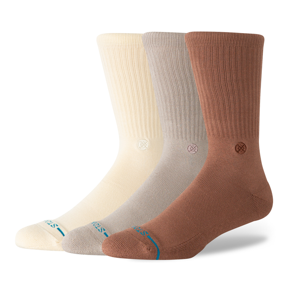 Stance Icon 3 Pack Socks - Brown L