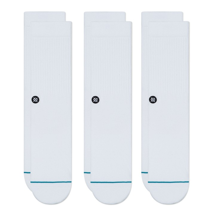 Stance Icon Quarter  3 Pack Socks - White M